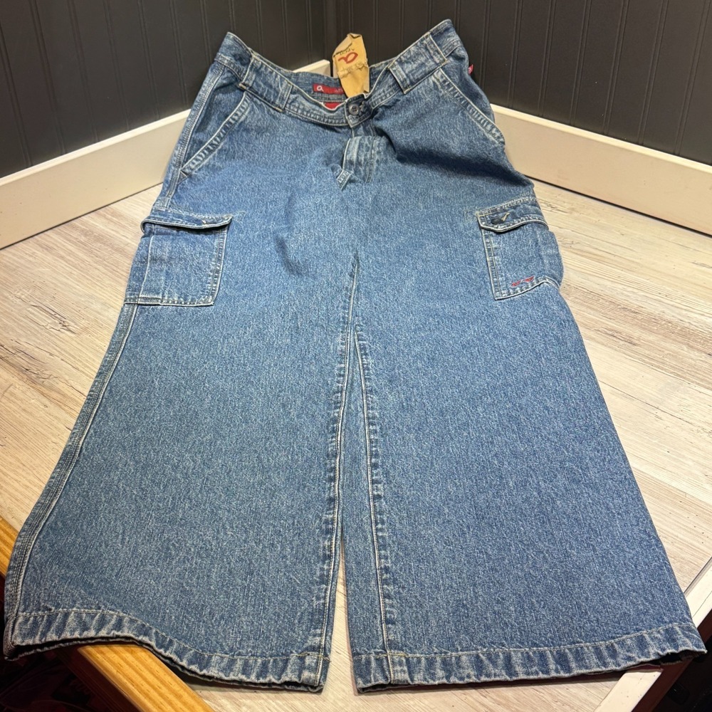 APCO Cargo Jeans Mens Size 36x30 Blue Wide Leg AP-93 Y2K Vintage‎ Baggy Rave